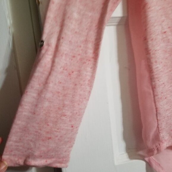 * EYELASH Pink Print Sheer Back Adjustable Sleeve Top Ladies XS - Picture 5 of 7